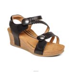 Avril Quarter Strap Wedge Aetrex Women Black XLXT0240 - Image 7