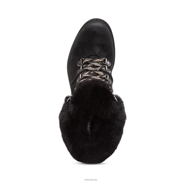 Brooklyn Weather Friendly Fur Lace Up Boot Aetrex Women Black XLXT0124 - Image 5