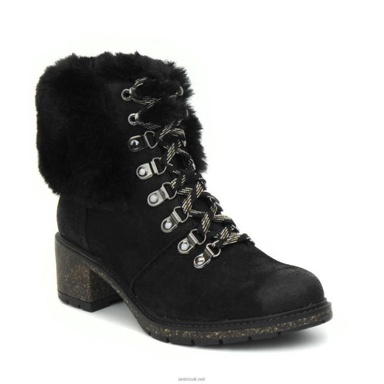 Brooklyn Weather Friendly Fur Lace Up Boot Aetrex Women Black XLXT0124 - Image 1