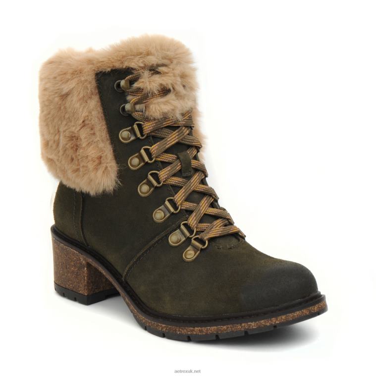 Brooklyn Weather Friendly Fur Lace Up Boot Aetrex Women Khaki XLXT099 - Image 1