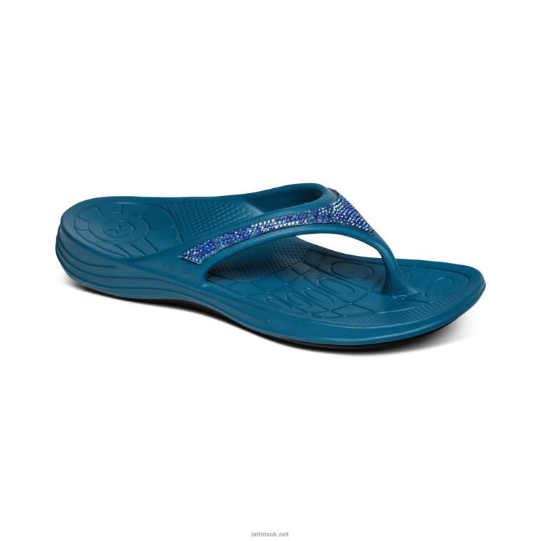 fiji_orthotic_flips_aetrex_women_sea_blue_sparkle_xlxt0200.jpg Fiji Orthotic Flips Aetrex Women Sea Blue Sparkle XLXT0200 - Image 1