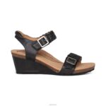 Grace Adjustable Woven Wedge Aetrex Women Black XLXT054 - Image 3