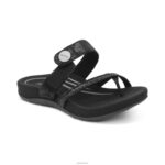 Izzy Adjustable Slide Sandal Aetrex Women Black Sparkle XLXT0109 - Image 2