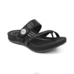 Izzy Adjustable Slide Sandal Aetrex Women Black Sparkle XLXT0109