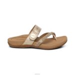Izzy Adjustable Slide Sandal Aetrex Women Gold Sparkle XLXT0211 - Image 2