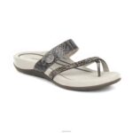 Izzy Adjustable Slide Sandal Aetrex Women Pewter Sparkle XLXT050
