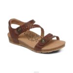 Jillian Braided Quarter Strap Sandal Aetrex Women Walnut XLXT065
