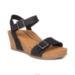 Lexa Quarter Strap Wedge Aetrex Women Black XLXT094