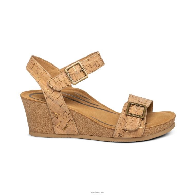 Lexa Quarter Strap Wedge Aetrex Women Cork XLXT0292 - Image 2