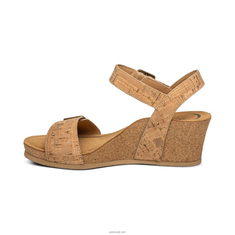 Lexa Quarter Strap Wedge Aetrex Women Cork XLXT0292 - Image 4