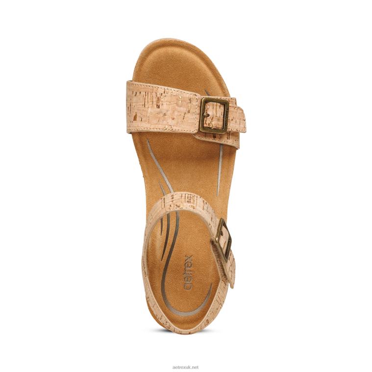 Lexa Quarter Strap Wedge Aetrex Women Cork XLXT0292 - Image 5