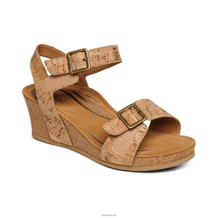 Lexa Quarter Strap Wedge Aetrex Women Cork XLXT0292 - Image 7