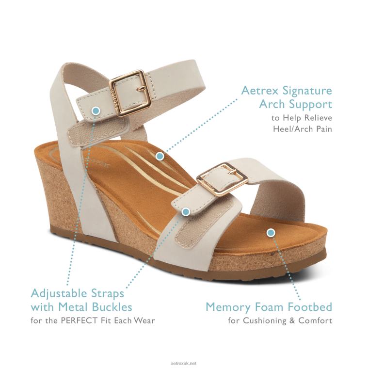Lexa Quarter Strap Wedge Aetrex Women Cork XLXT0292 - Image 8