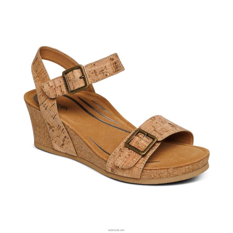 Lexa Quarter Strap Wedge Aetrex Women Cork XLXT0292 - Image 1