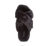 Penelope Adjustable Faux Fur Slippers Aetrex Women Black XLXT0257 - Image 5