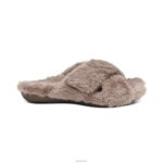 Penelope Adjustable Faux Fur Slippers Aetrex Women Taupe XLXT0225 - Image 4