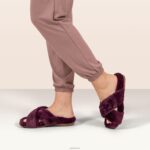 Penelope Adjustable Faux Fur Slippers Aetrex Women Taupe XLXT0225 - Image 8