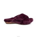 Penelope Adjustable Faux Fur Slippers Aetrex Women Wine XLXT0238 - Image 4