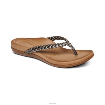 Rachel Thong Sandal Aetrex Women Pewter XLXT0244