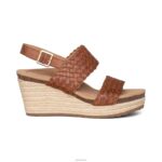 Summer Woven Quarter Strap Wedge Aetrex Women Cognac XLXT0192 - Image 2