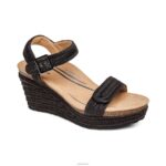 Sydney Quarter Strap Espadrille Wedge Aetrex Women Black Jute XLXT0279