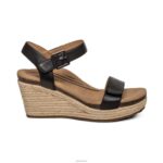 Sydney Quarter Strap Espadrille Wedge Aetrex Women Black Leather XLXT0277 - Image 2