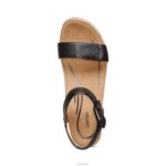 Sydney Quarter Strap Espadrille Wedge Aetrex Women Black Leather XLXT0277 - Image 5