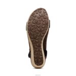 Sydney Quarter Strap Espadrille Wedge Aetrex Women Black Leather XLXT0277 - Image 6