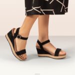 Sydney Quarter Strap Espadrille Wedge Aetrex Women Black Leather XLXT0277 - Image 9