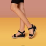 Sydney Quarter Strap Espadrille Wedge Aetrex Women Black XLXT09 - Image 9