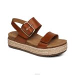Vania Arch Support Platform Sandal Aetrex Women Cognac XLXT0267
