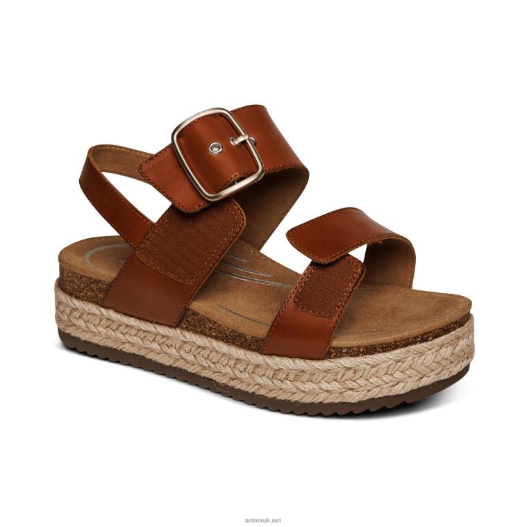 Vania Arch Support Platform Sandal Aetrex Women Cognac XLXT0267 - Image 7
