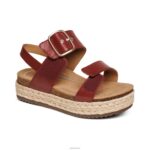 Vania Arch Support Platform Sandal Aetrex Women Red XLXT0266 - Image 7