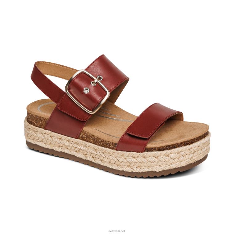 Vania Arch Support Platform Sandal Aetrex Women Red XLXT0266 - Image 1